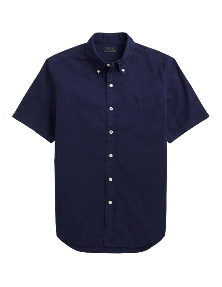 Classic Fit Garment Dyed Twill Shirt in Navy
