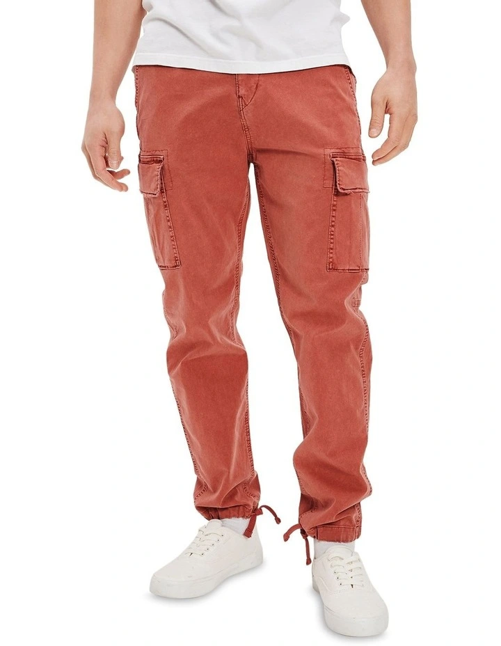 Flex Slim Lived-In Cargo Pant in Brick Red