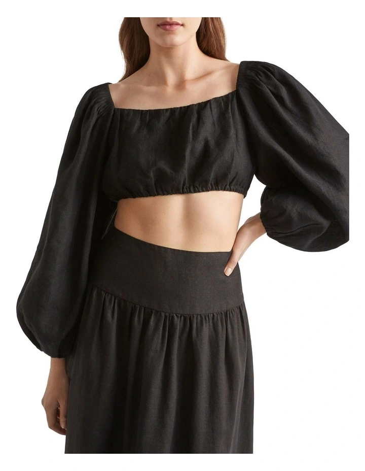 Linen Pintuck Detail Top
