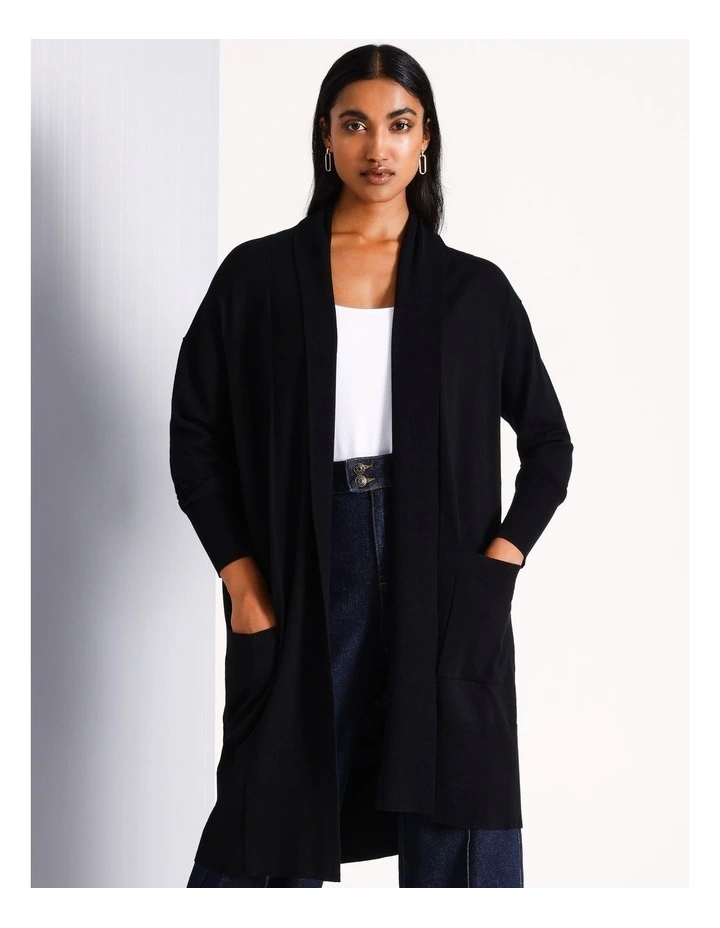 Soft Longline Cardi in Black