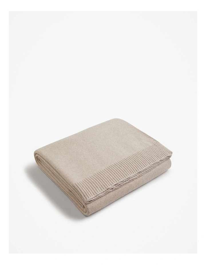 Organically Grown Cotton Heritage Knit Throw in Oatmeal