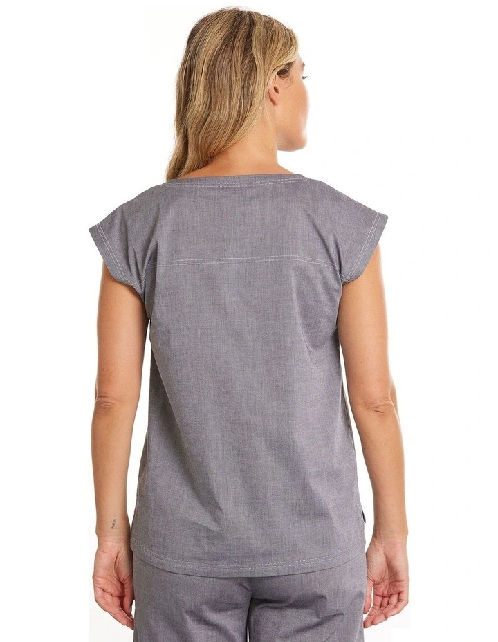 Sleeveless Chambray Tank in Light Charcoal