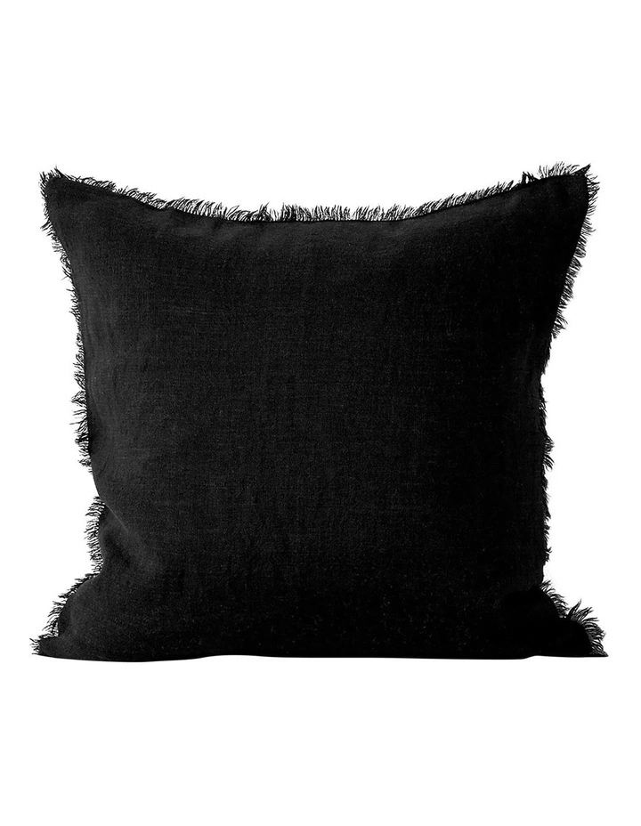 Vintage Linen Fringe Cushion Range Black