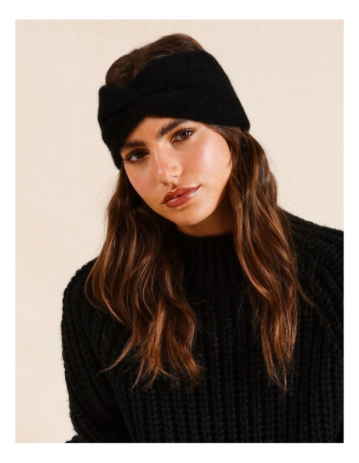 Twist Knit Headband in Black