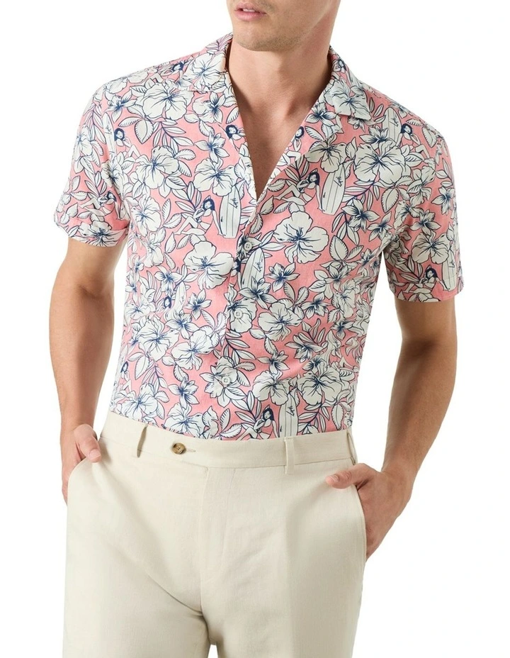Malia Short Sleeve Shirt in Coral White
