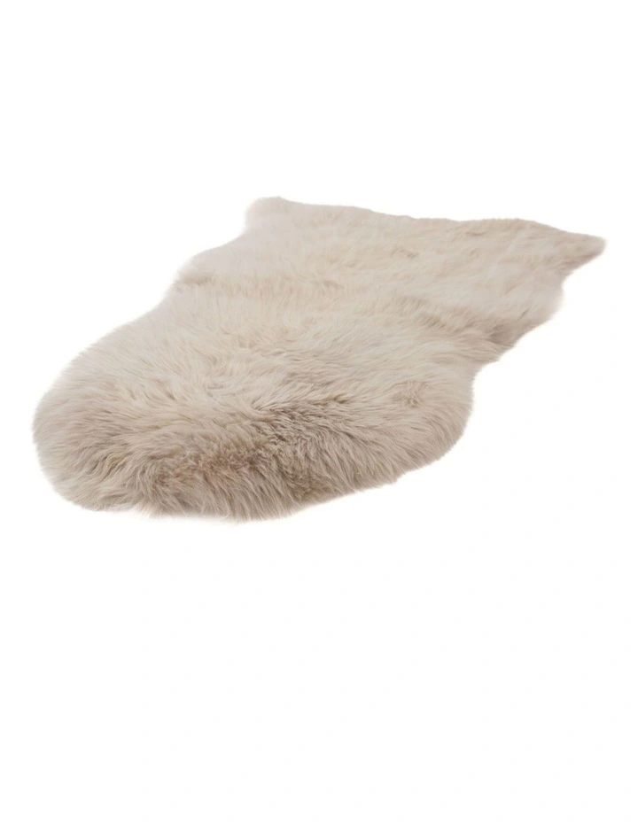 Genuine Long Wool Sheepskin Rug Single 90x55cm in Stone