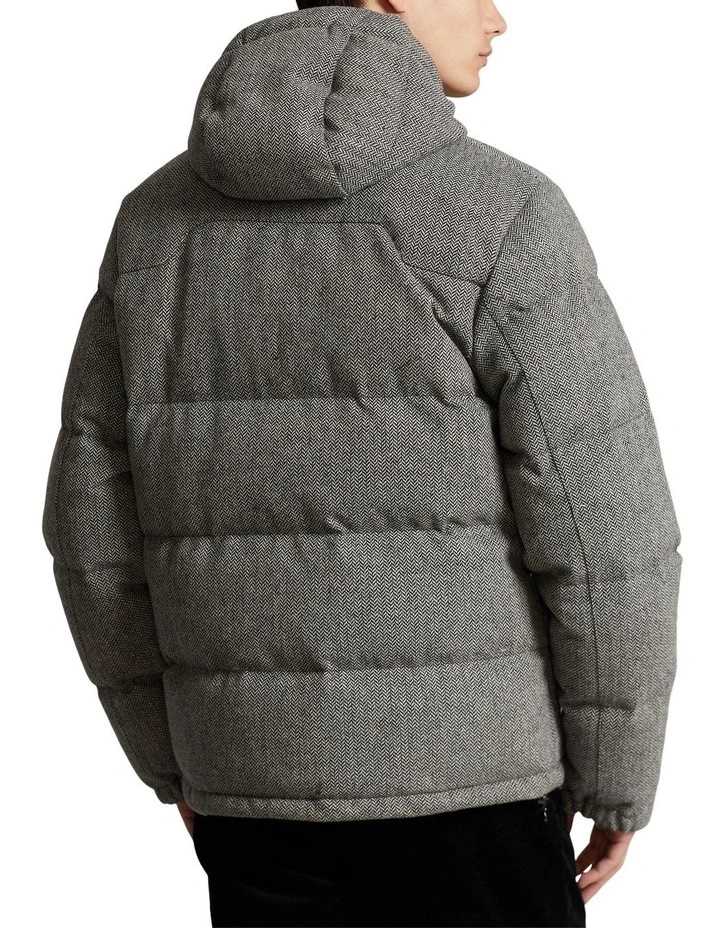 Herringbone Wool-Blend Down Jacket in Grey
