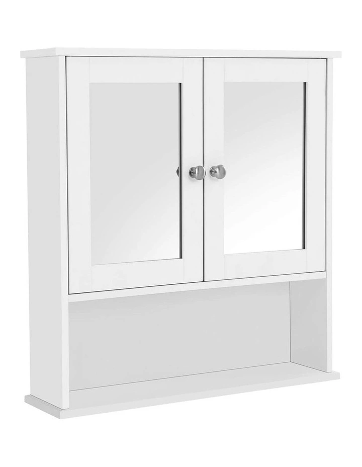 Wall Cabinet with 2 Mirror Doors in White