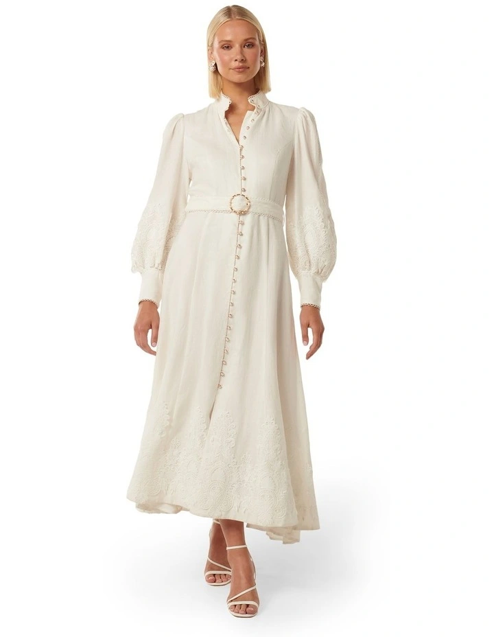 Allegra Lace Detail Maxi Dress in White
