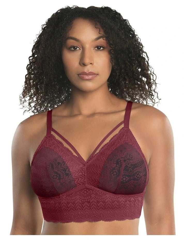 Mia Lace Wireless Longline Lace Bralette in Rio Red