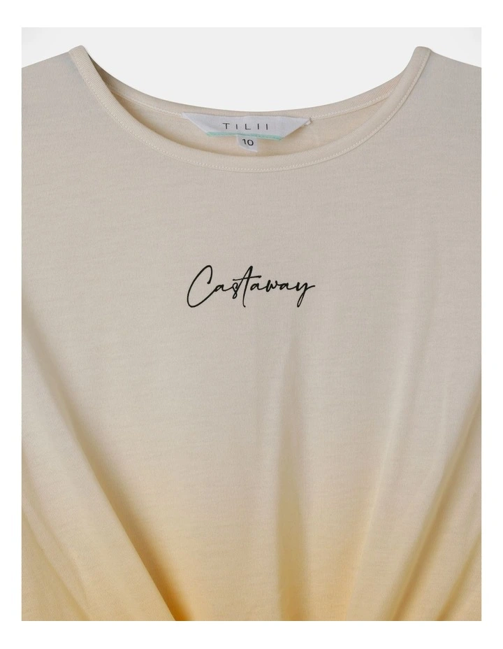 Knit Viscose Tie Front Tee in Yellow