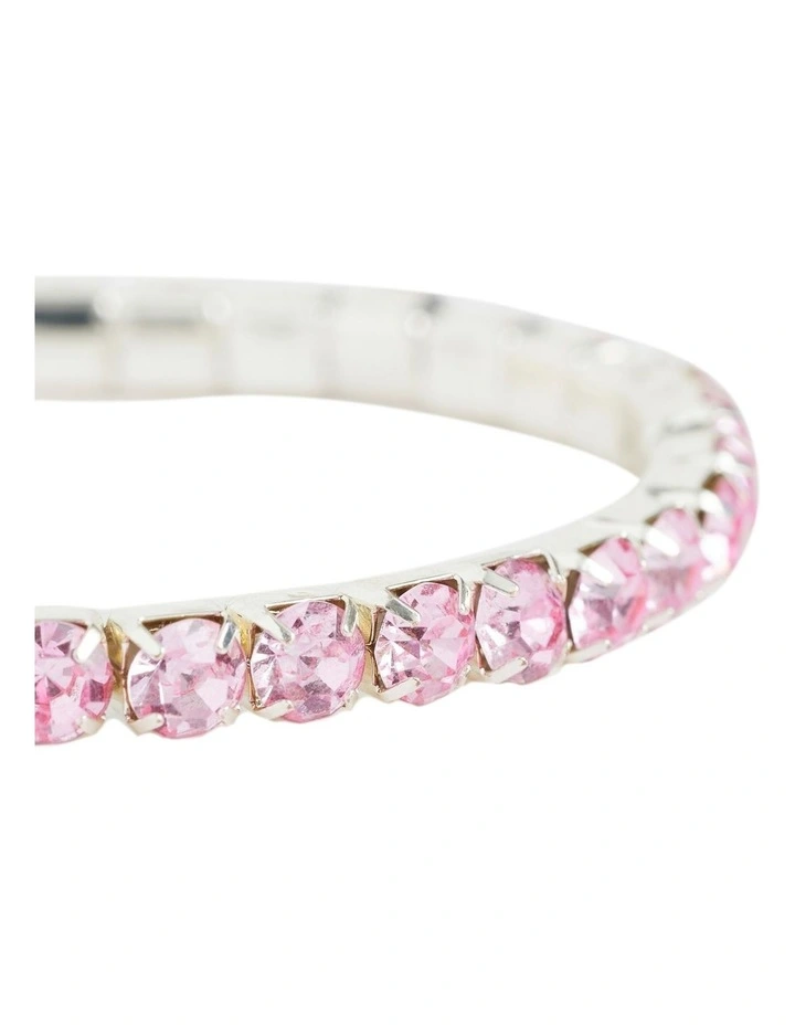 Diamante Stretch Bracelet in Pink