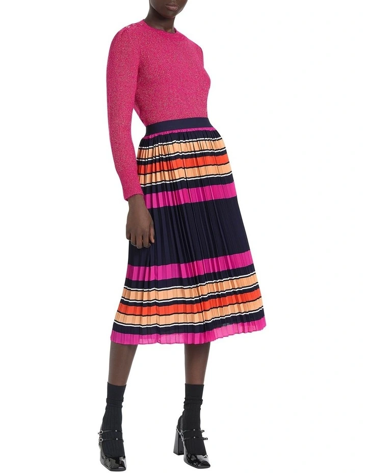 Rae Stripe Skirt in Navy Stripe