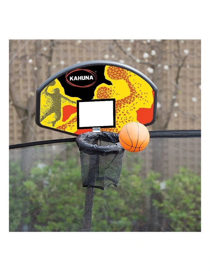 Blizzard 8ft Round Spring Trampoline with Net Mat Ladder and Basketball Set Green
