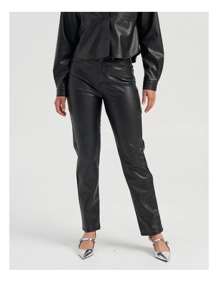 River High-Waist Faux Leather Pants in Black