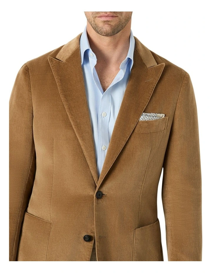 Ziggy Washed Velvet Blazer in Camel