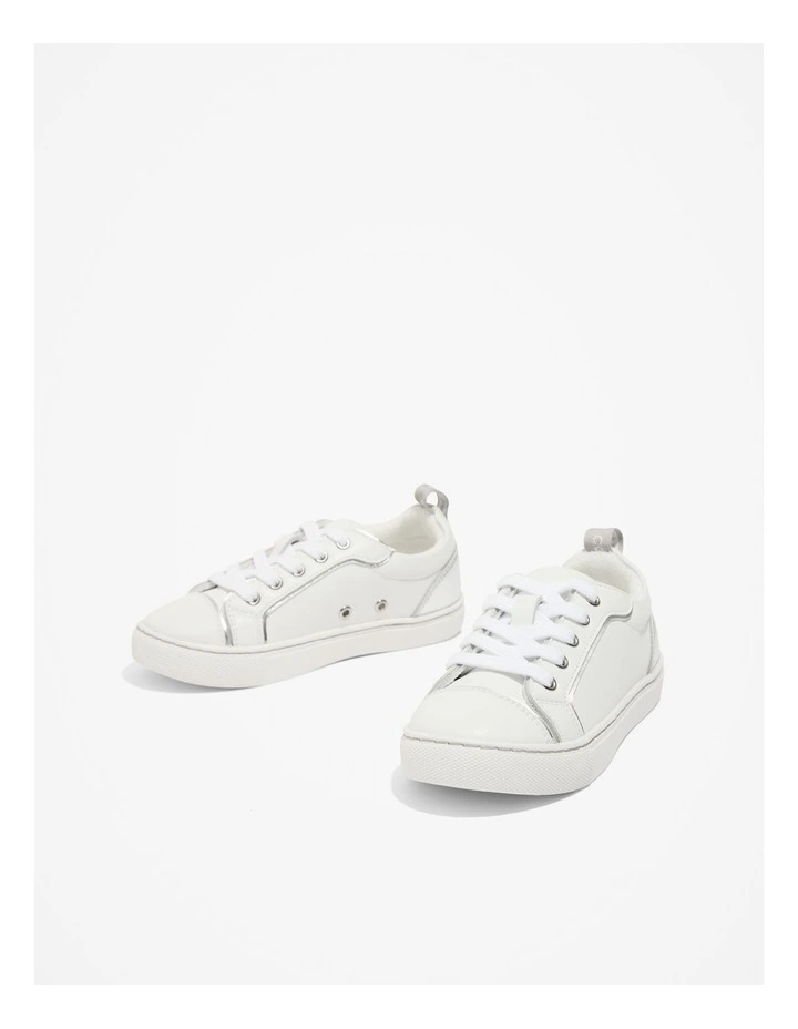 Lace Up Sneaker in Silver