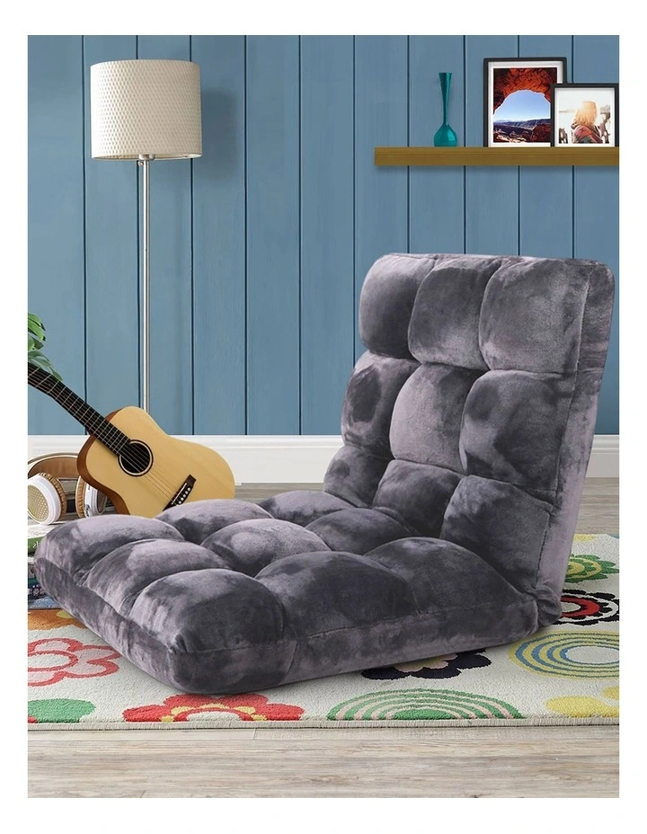 Folding Floor Recliner Lounge Sofa in Grey