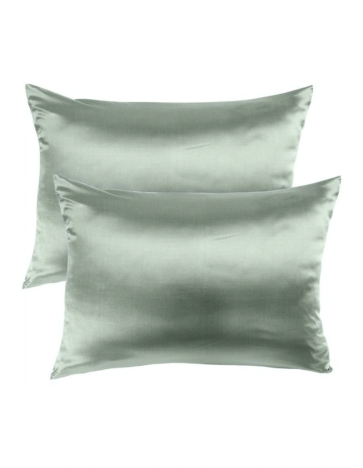 Mulberry Soft Silk Hypoallergenic Pillowcase Twin Pack 51 x 76cm in Sage