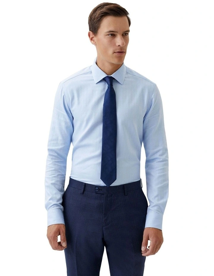 Beckton Herringbone Cotton Shirt in Sky