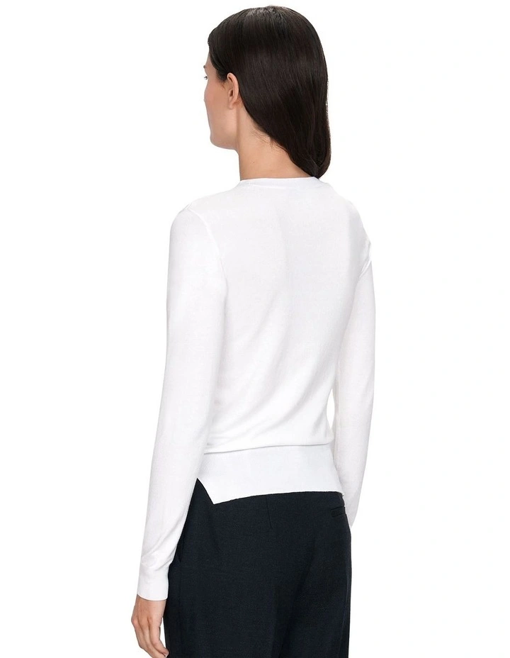 Long Sleeve Round Neck Knit Top in Ivory