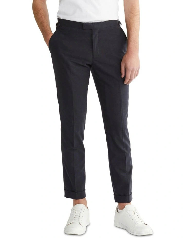 X Slim Slub Plain Pant in Blue
