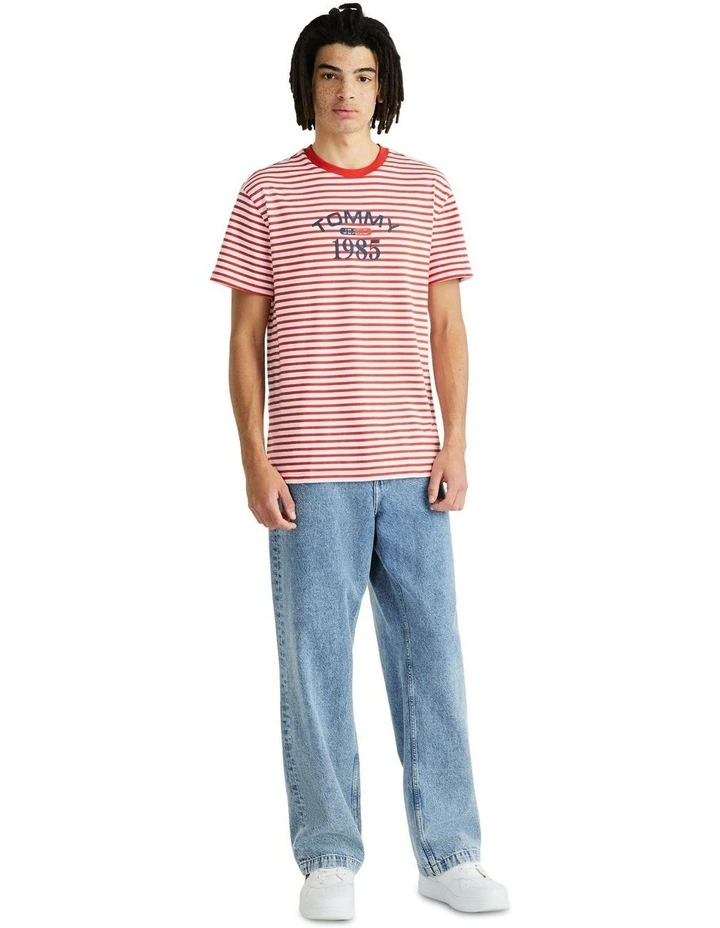 Classic Graphic Stripe Tee in Red