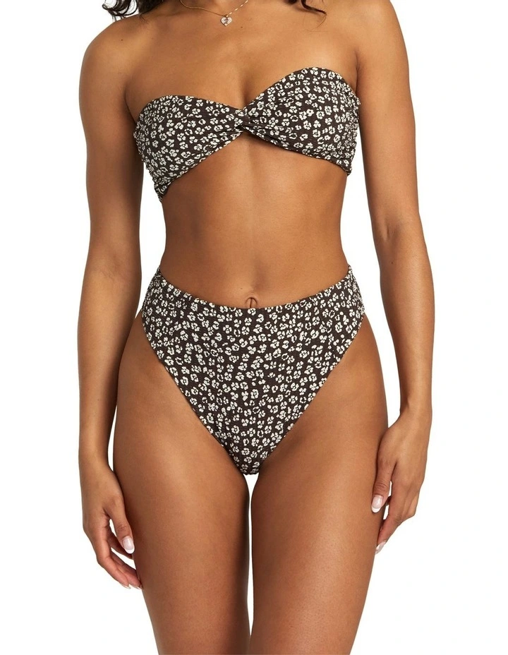 Ditz High Rise Cheeky Bikini Bottom in Brown