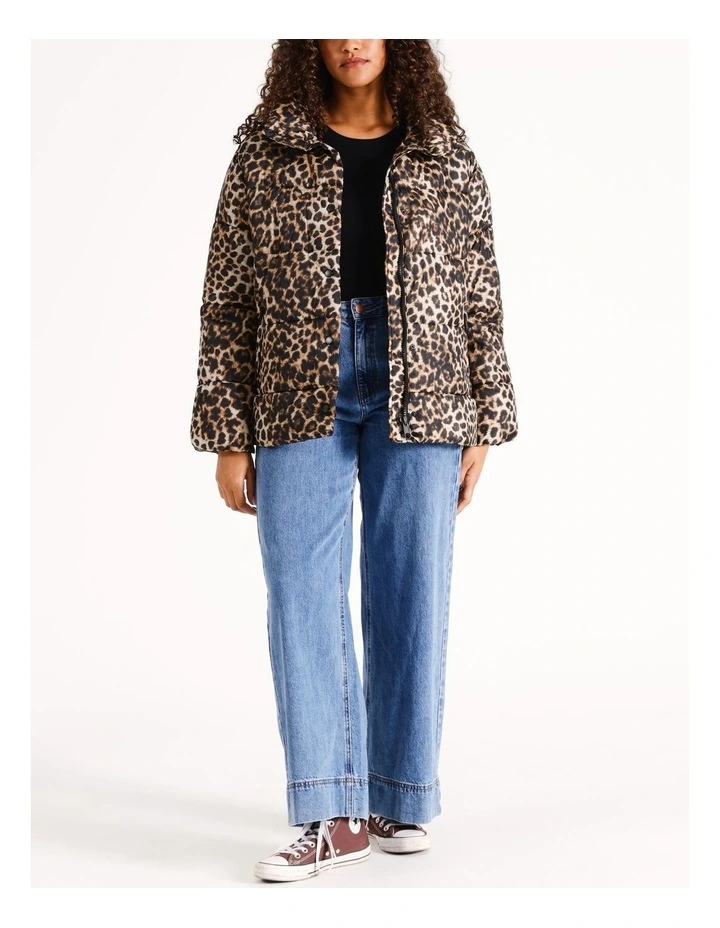 Leomi Leopard Puffer Jacket in Tigers Eye