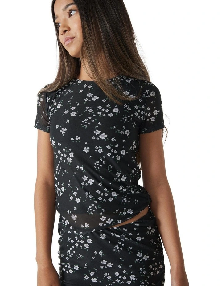 Fifi Mesh Tee in Black