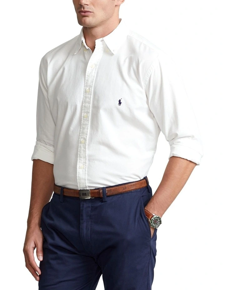 Big & Tall Garment-Dyed Oxford Shirt in White