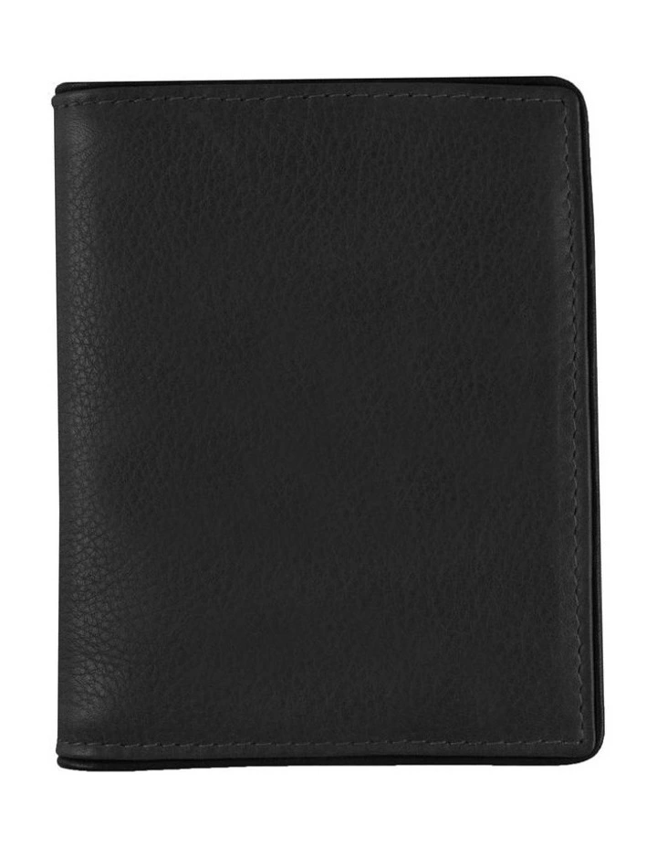RFID Two-Colour Pebble Grain Leather Card Holder in Black