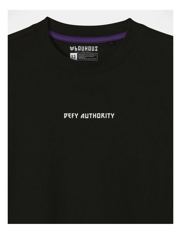 Long Sleeve Print tee With Cuff in Black