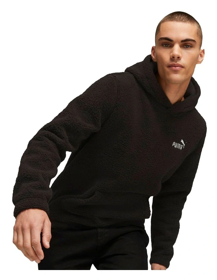 Essential Elevated Sherpa Hoodie in Black