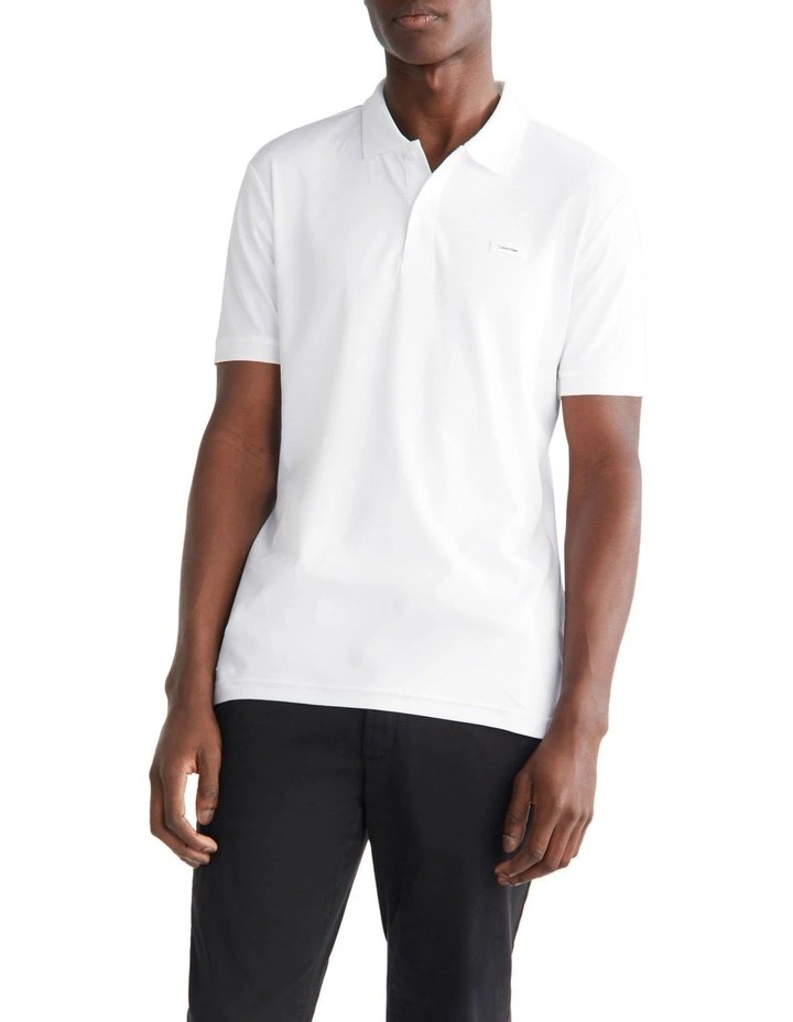 Smooth Cotton Slim Polo in White