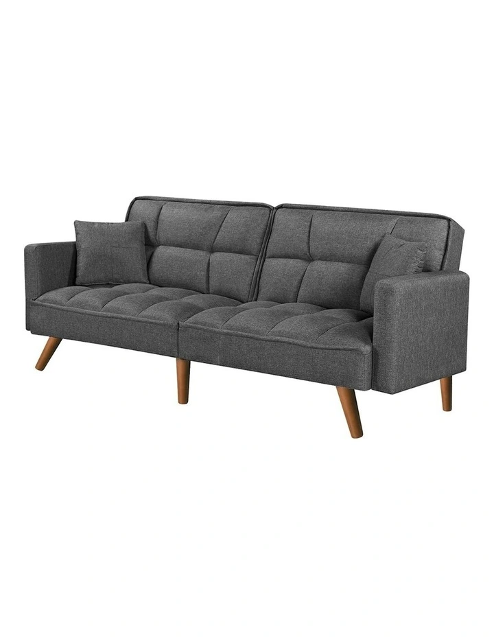 Futon Convertible Lounge Couch 3-Seater Sofa Bed in Dark Grey
