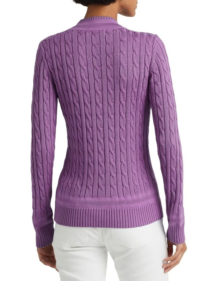 Cable-Knit Cricket Sweater in Purple