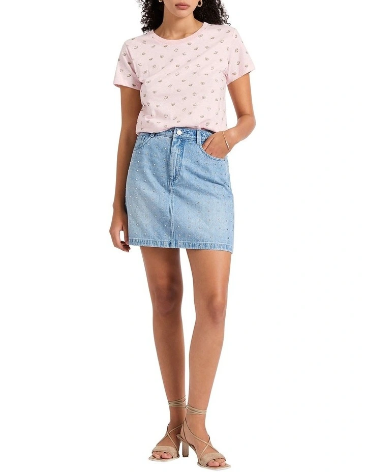 Florence Studded Mini Skirt in Ice Water