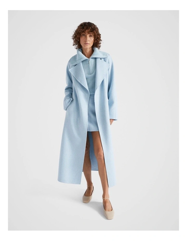 Merino Wool Funnel Neck Knit in Capri Marle