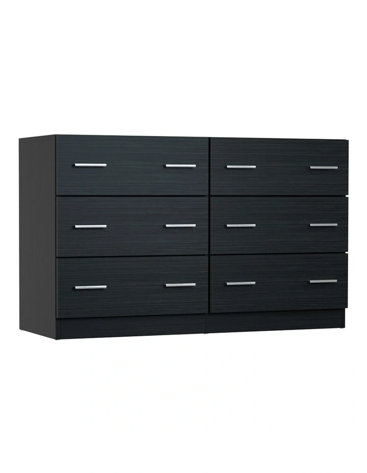 6 Chest of Drawers Lowboy in Black