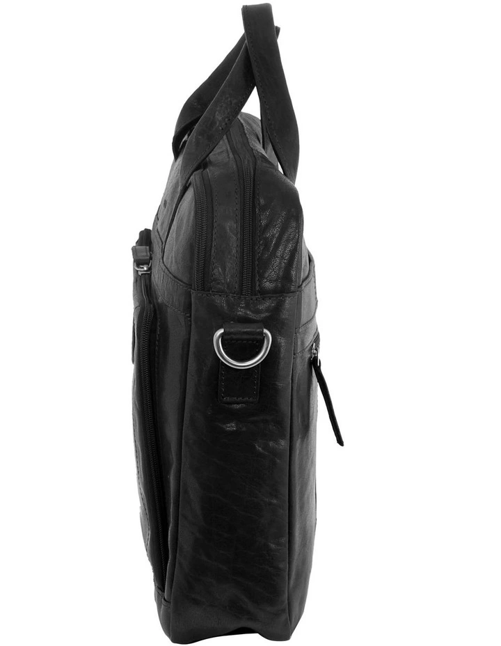 Rustic Leather Laptop Business Bag in Black