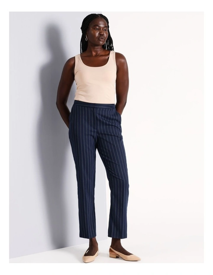 Pinstripe Straight Leg Pant in Navy