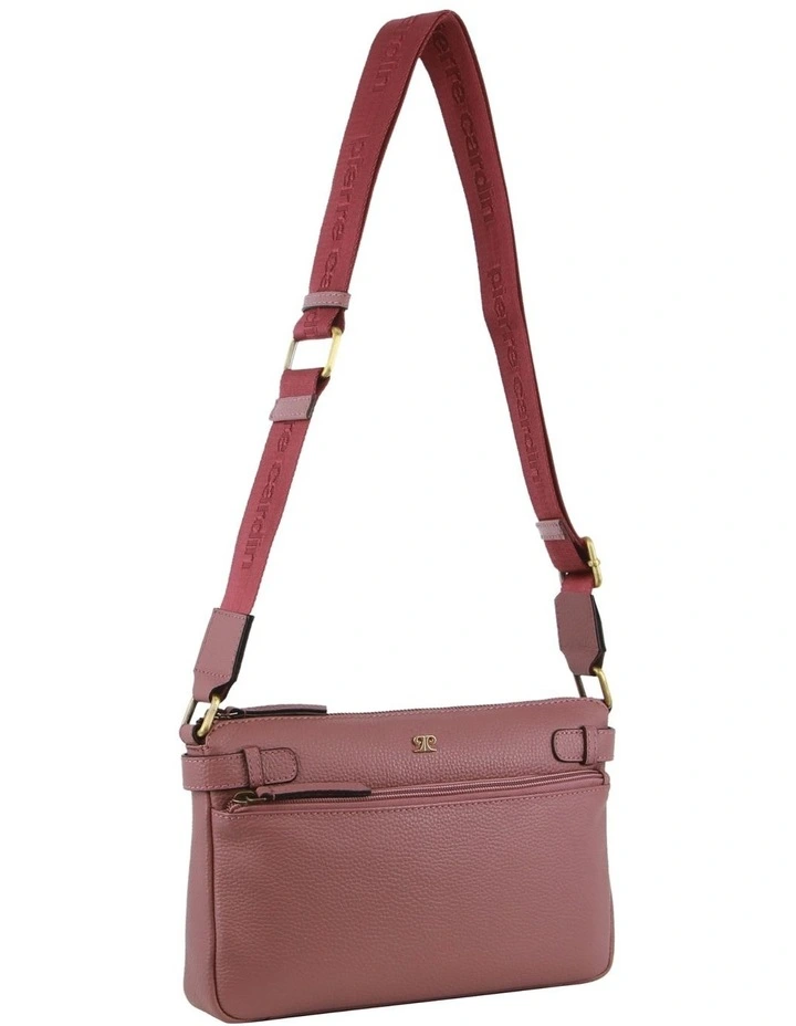 Leather Webbing Strap Handbag in Rose