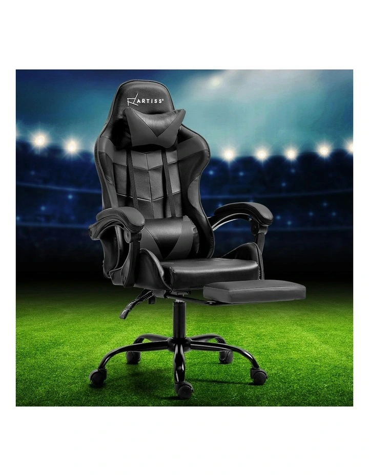 Gaming Office Recliner Footrest Chair in Grey