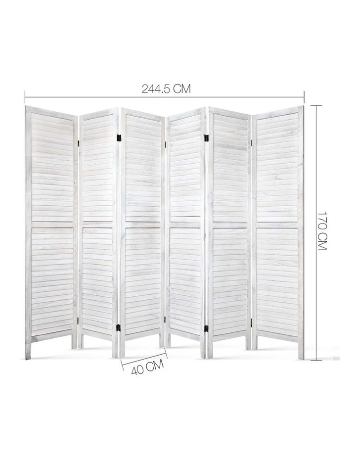 Room Divider Screen Louver 6 Panel 245x170cm in White