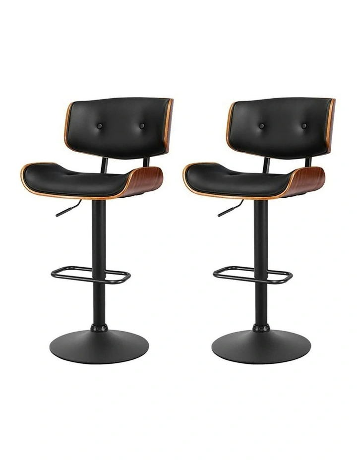 Gas Lift Leather Bar Stools 2x in Black