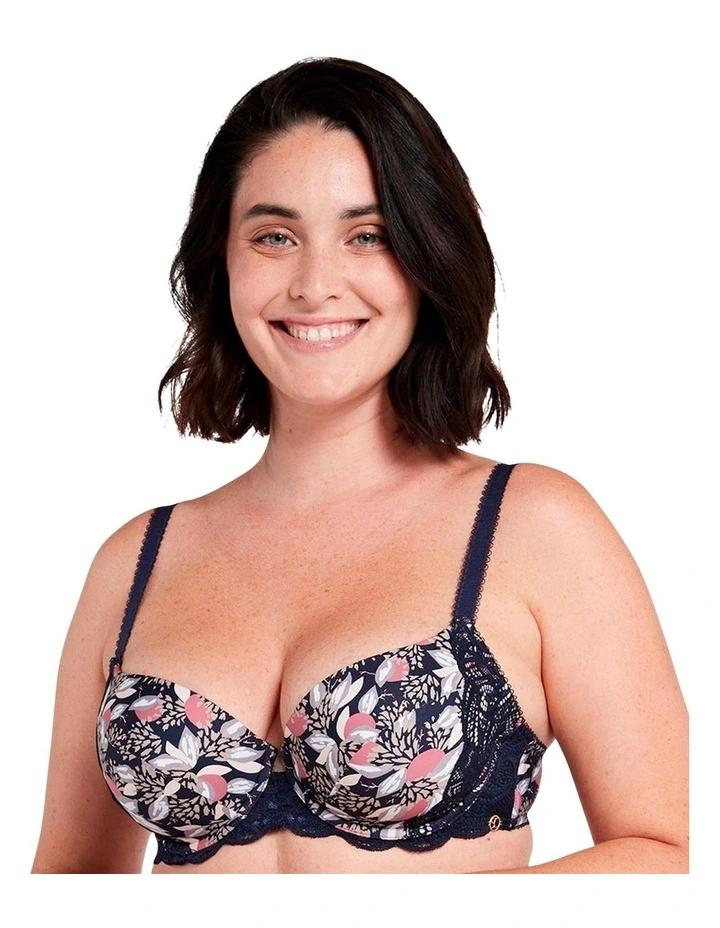Ariane Fantaisy Underwire Full Cup Bra with Lace in Print Marine Blue