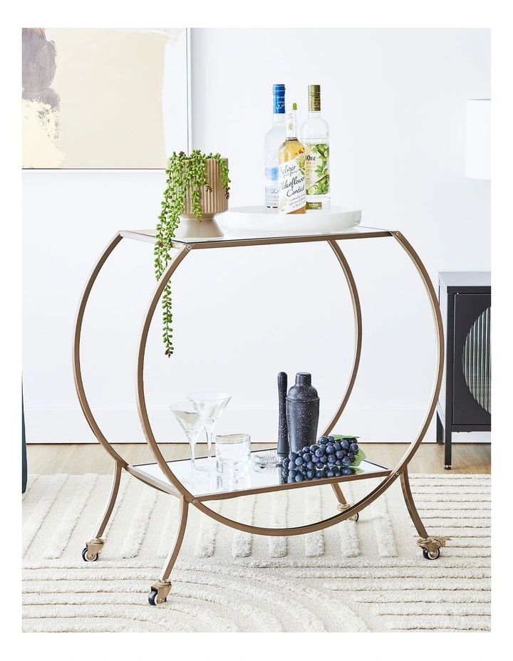 Oliver 86cm Steel Arch Bar Cart in Gold