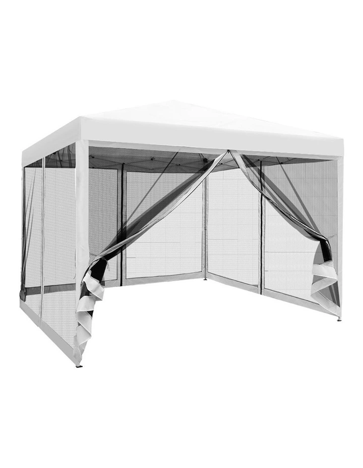 Mesh Outdoor Pop Up Gazebo Marquee 3x3 in White
