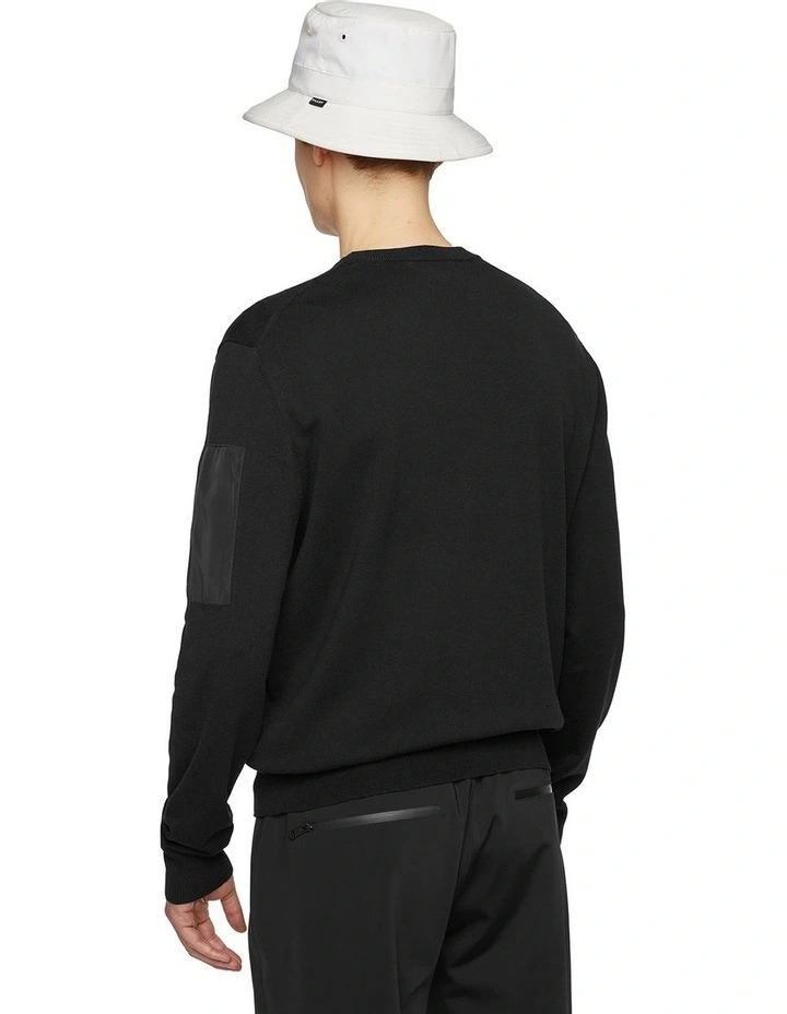 Cotton Pocket Crew in Black